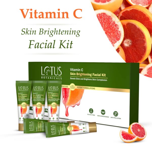 Lotus Botanicals Vitamin C Skin Brightening 5 Step Facial Kit for All Skin Types ( 5 pcs) - Lotus Botanicals