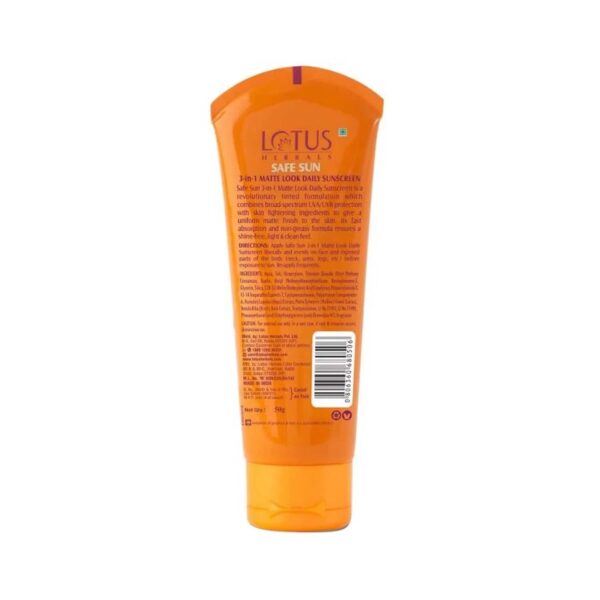Lotus Herbals Safe Sun 3 In 1 Matte Look Daily Sunblock SPF 40 Sunscreen - (100g) - Lotus Herbals