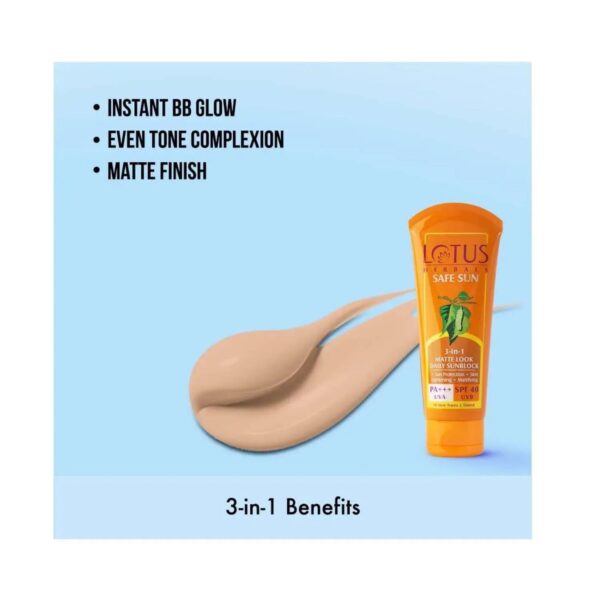 Lotus Herbals Safe Sun 3 In 1 Matte Look Daily Sunblock SPF 40 Sunscreen - (100g) - Lotus Herbals
