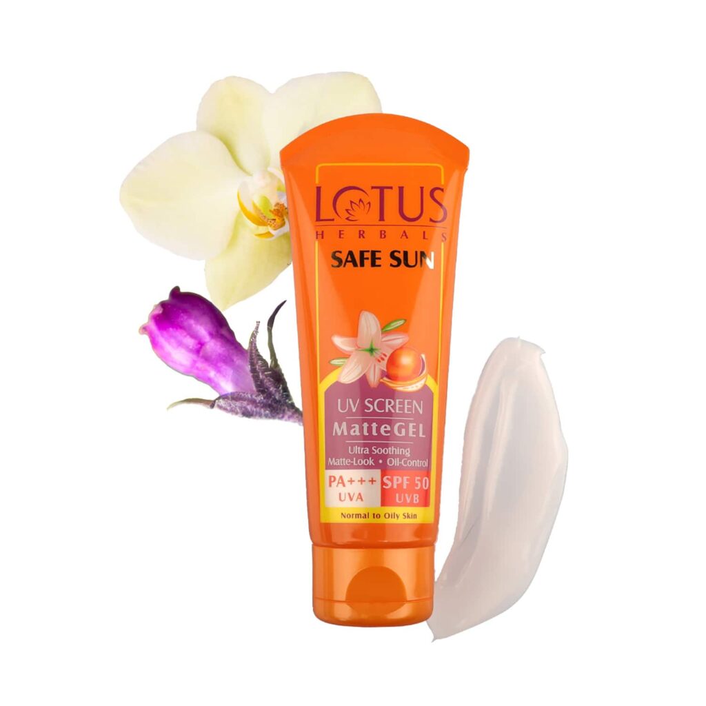 Lotus Herbals Safe Sun UV Screen Matte Gel Pa+++ SPF 50 Sunscreen - (100g) - Lotus Herbals
