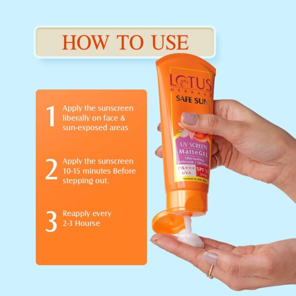 Lotus Herbals Safe Sun UV Screen Matte Gel Pa+++ SPF 50 Sunscreen - (30g) - Lotus Herbals