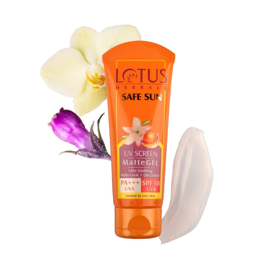 Lotus Herbals Safe Sun UV Screen Matte Gel Pa+++ SPF 50 Sunscreen - (50g) - Lotus Herbals