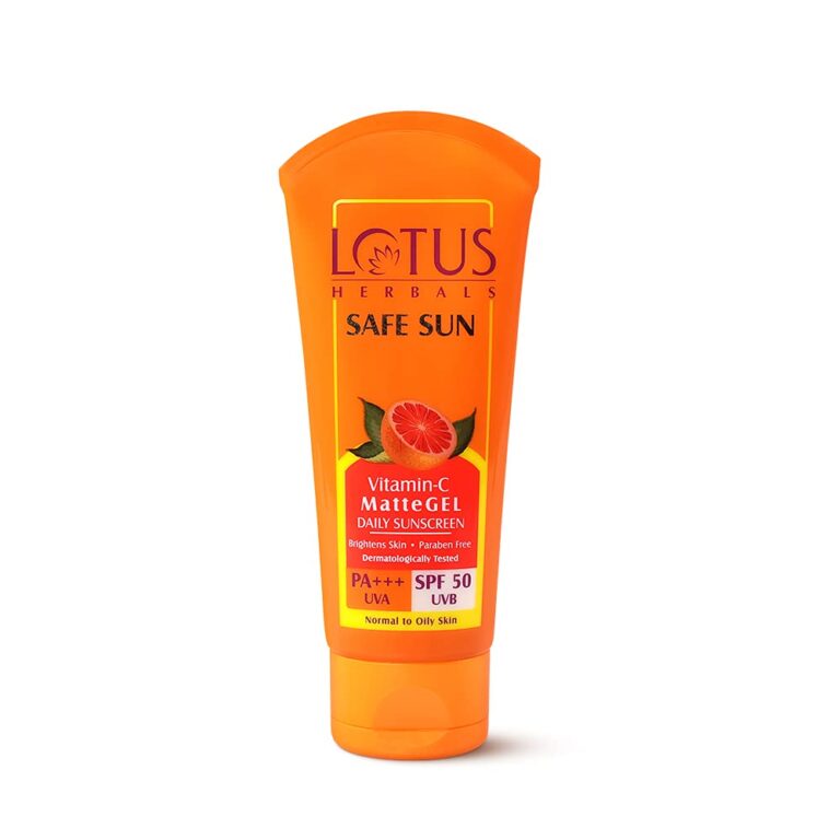 Lotus Herbals Safe Sun Vitamin C Matte Gel Daily Sunscreen | SPF 50 | PA+++ | Paraben Free | Dermatologically Tested | Anti Pollution | Normal/Oily Skin | 75g