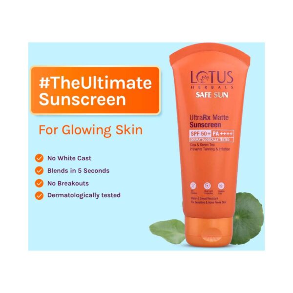 Lotus Herbals UltraRX Matte Sunscreen SPF 50+ PA++++ Suitable for Sensitive & Acne Prone Skin (50 g) - Lotus Herbals