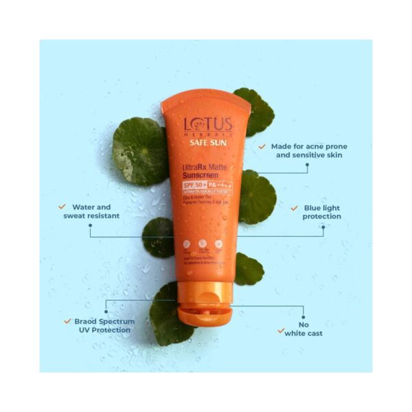 Lotus Herbals UltraRX Matte Sunscreen SPF 50+ PA++++ Suitable for Sensitive & Acne Prone Skin (50 g) - Lotus Herbals