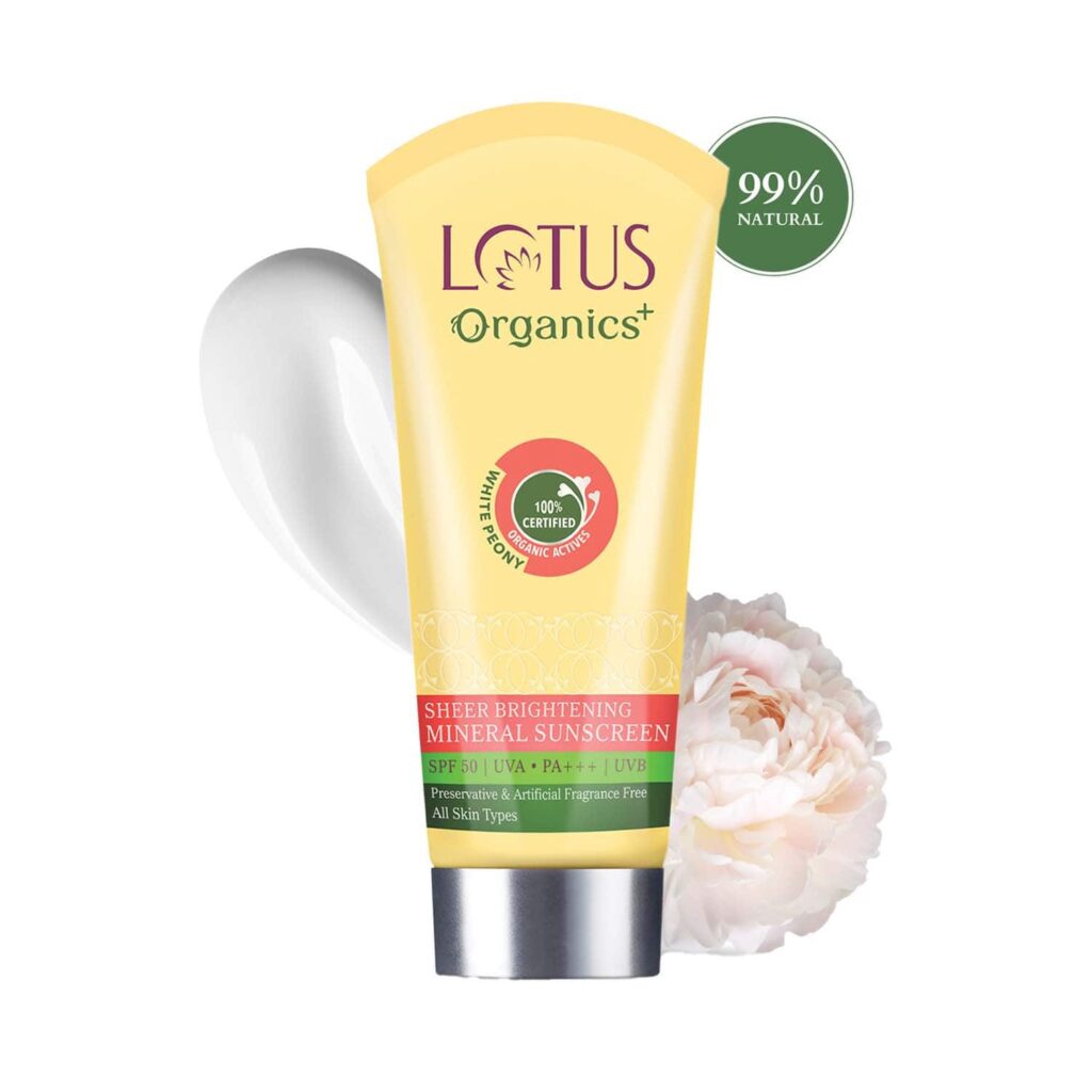 Lotus Organics+ Sheer Brightening Mineral Sunscreen SPF 50 Pa+++ (100g) - Lotus Organics+