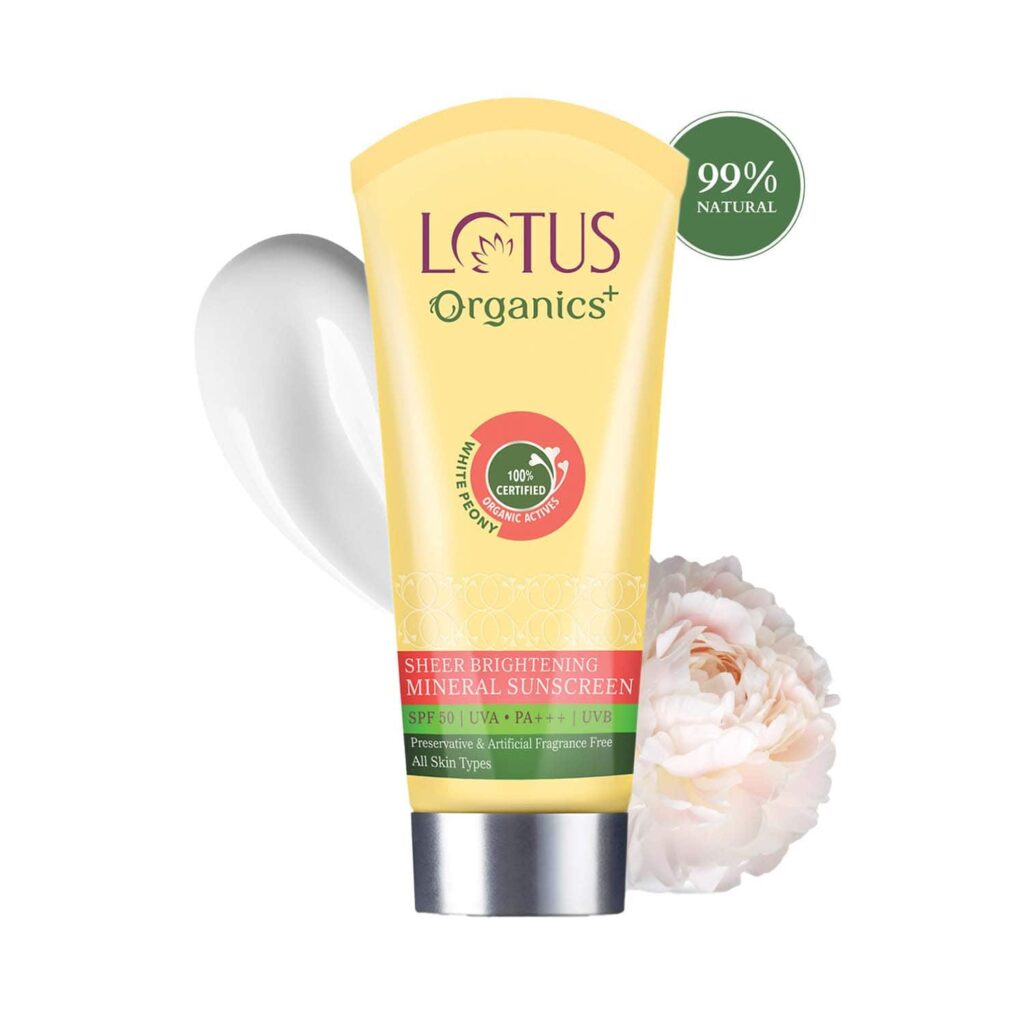 Lotus Organics+ Sheer Brightening Mineral Sunscreen SPF 50 Pa+++ (50g) - Lotus Organics+