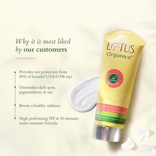 Lotus Organics+ Sheer Brightening Mineral Sunscreen SPF 50 Pa+++ (50g) - Lotus Organics+
