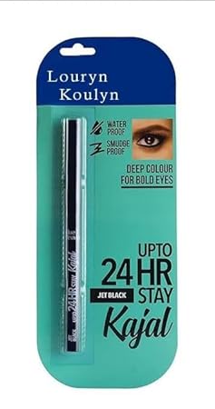 LOURYN KOULYN Pencil Kajal, Super Black, Intense Colour, Sharp Definition, Long-Lasting, Colossal Kajal, 0.35G, Matte Finish
