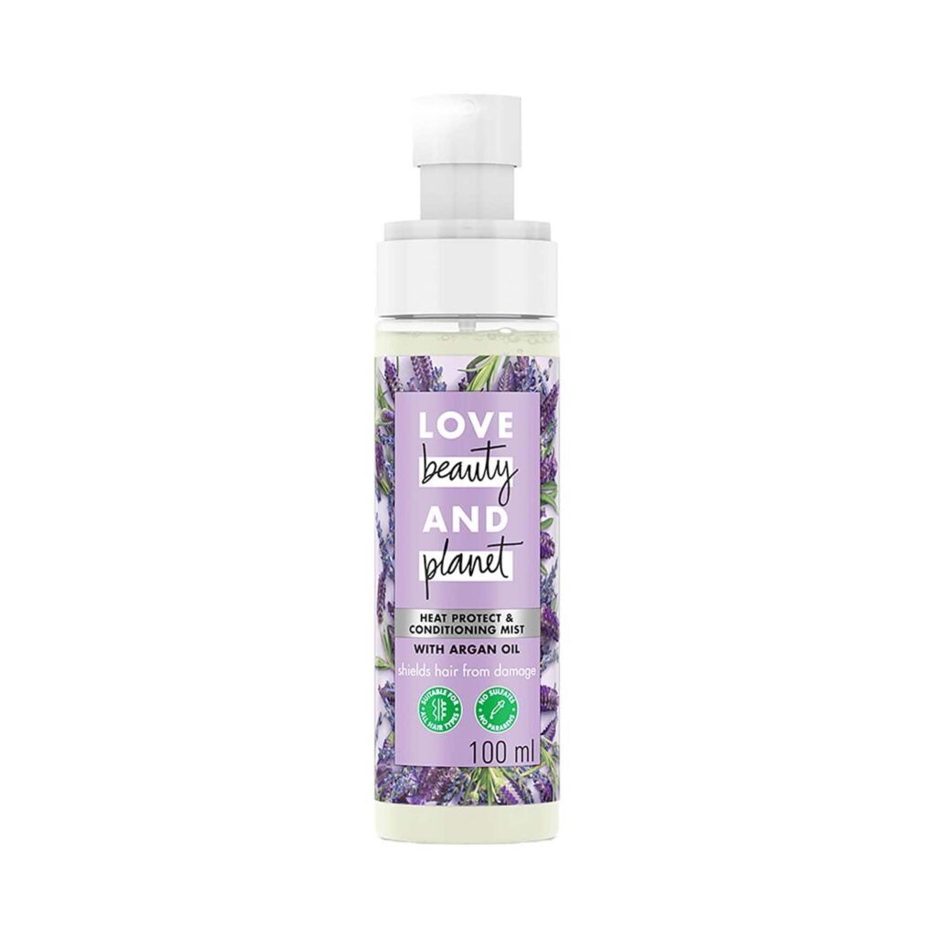 LOVE beauty AND planet Argan Oil and Lavendar Heat Protection & Conditioning Hair Mist (100 ml) - LOVE beauty AND planet
