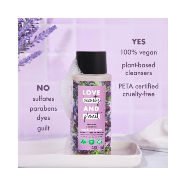 LOVE beauty AND planet Argan Oil And Lavender Anti Frizz Shampoo, Conditioner & Hair Serum Combo - LOVE beauty AND planet