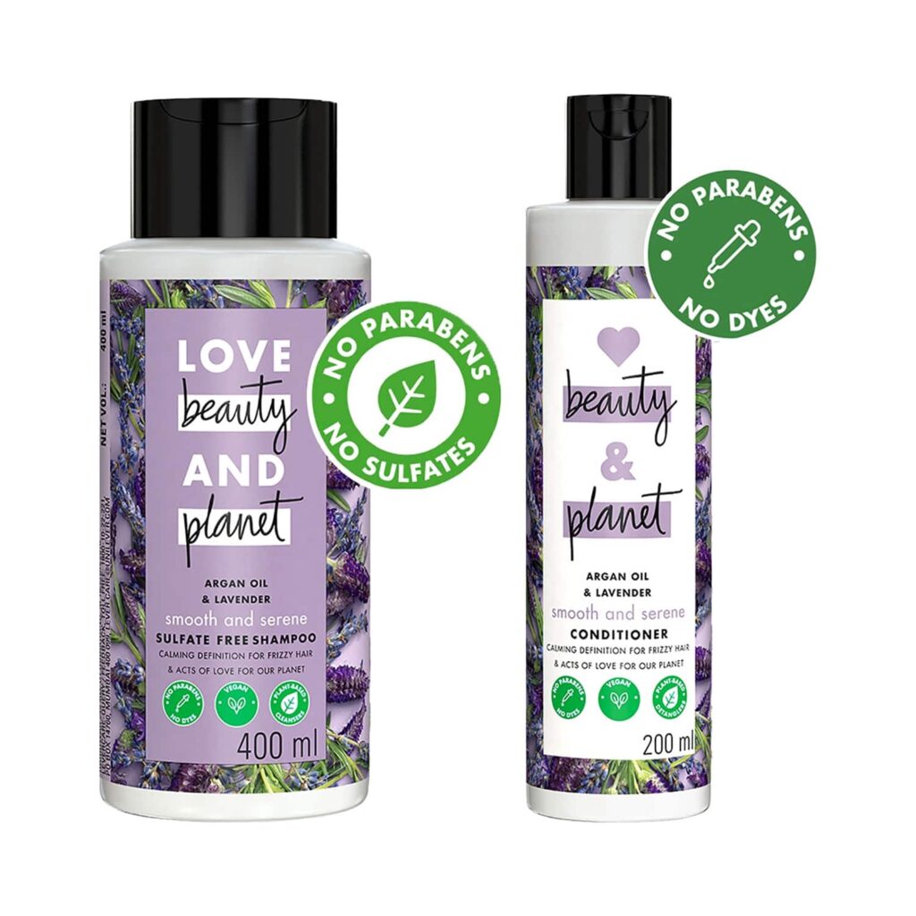 LOVE beauty AND planet Argan Oil and Lavender Shampoo (400 ml) + Conditioner (200 ml) Combo - LOVE beauty AND planet