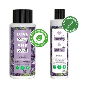 LOVE beauty AND planet Argan Oil and Lavender Shampoo (400 ml) + Conditioner (200 ml) Combo - LOVE beauty AND planet