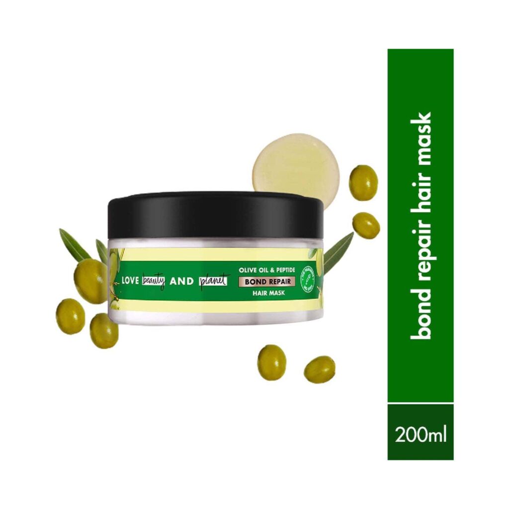 LOVE beauty AND planet Bond Repair Hair Mask with Olive Oil & Peptide for Damaged Hair (200 ml) - LOVE beauty AND planet