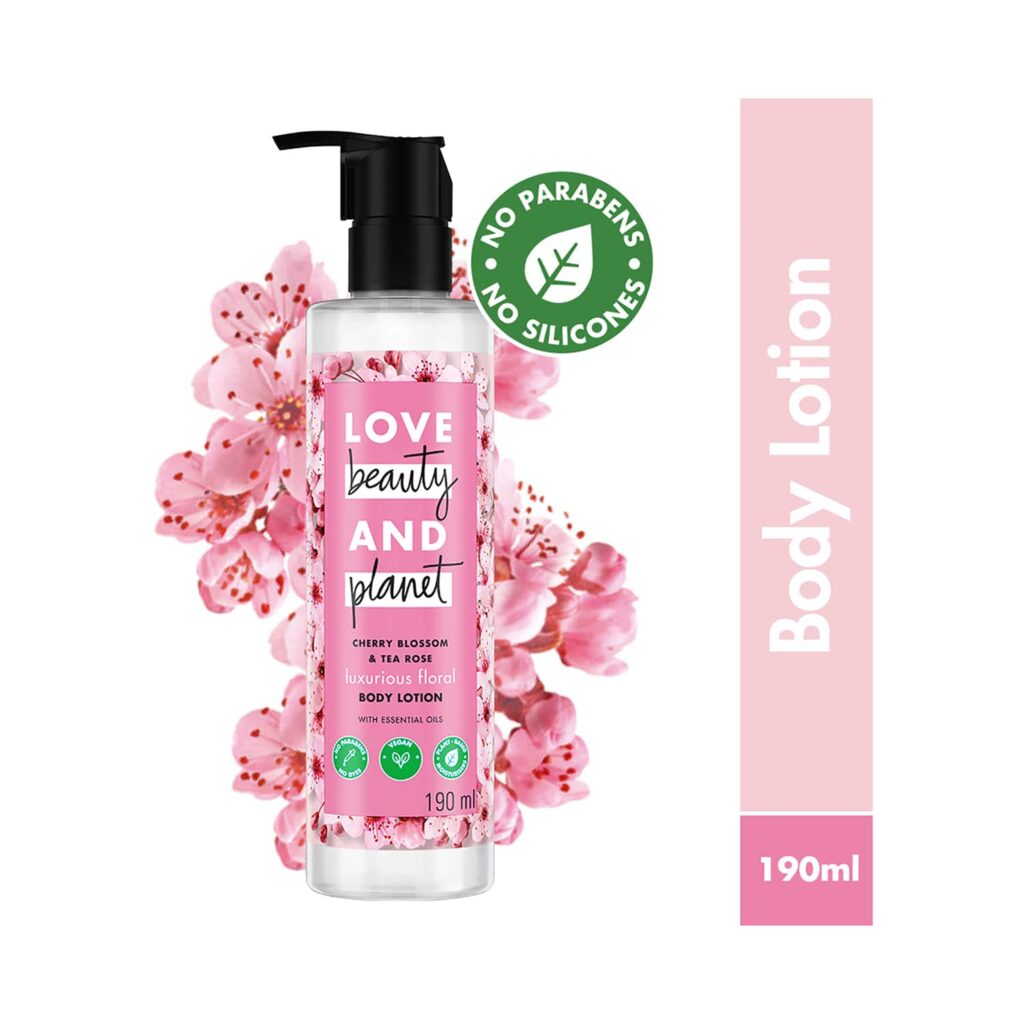 LOVE beauty AND planet Cherry Blossom & Tea Rose Moisturising Body Lotion (190 ml) - LOVE beauty AND planet