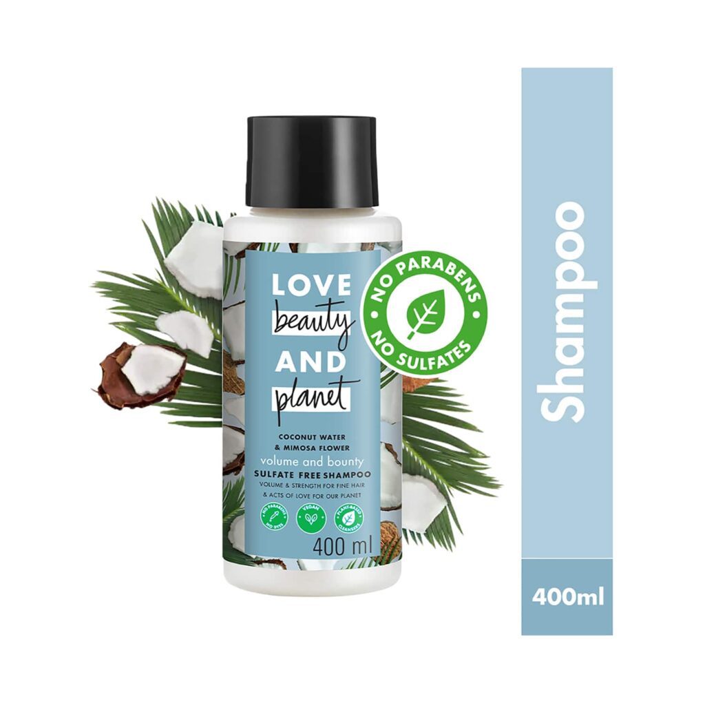 LOVE beauty AND planet Coconut Water & Mimosa Flower Shampoo for Volume & Bounce No Sulphates (400 ml) - LOVE beauty AND planet