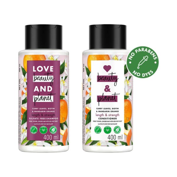 LOVE beauty AND planet Curry Leaves, Biotin & Mandarin Long & Strong Hair Care Combo - LOVE beauty AND planet