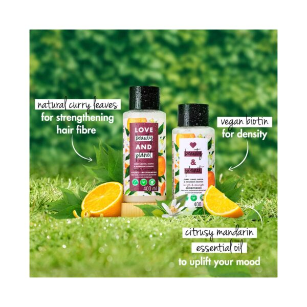 LOVE beauty AND planet Curry Leaves & Biotin Sulpate Free Shampoo for Length and Strength (400 ml) - LOVE beauty AND planet