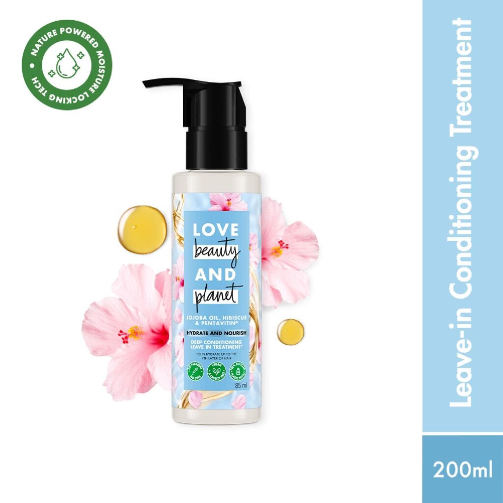 LOVE beauty AND planet Jojoba Oil, Hibiscus & Pentavitin Deep Conditioning Leave-in Treatment (85 ml) - LOVE beauty AND planet