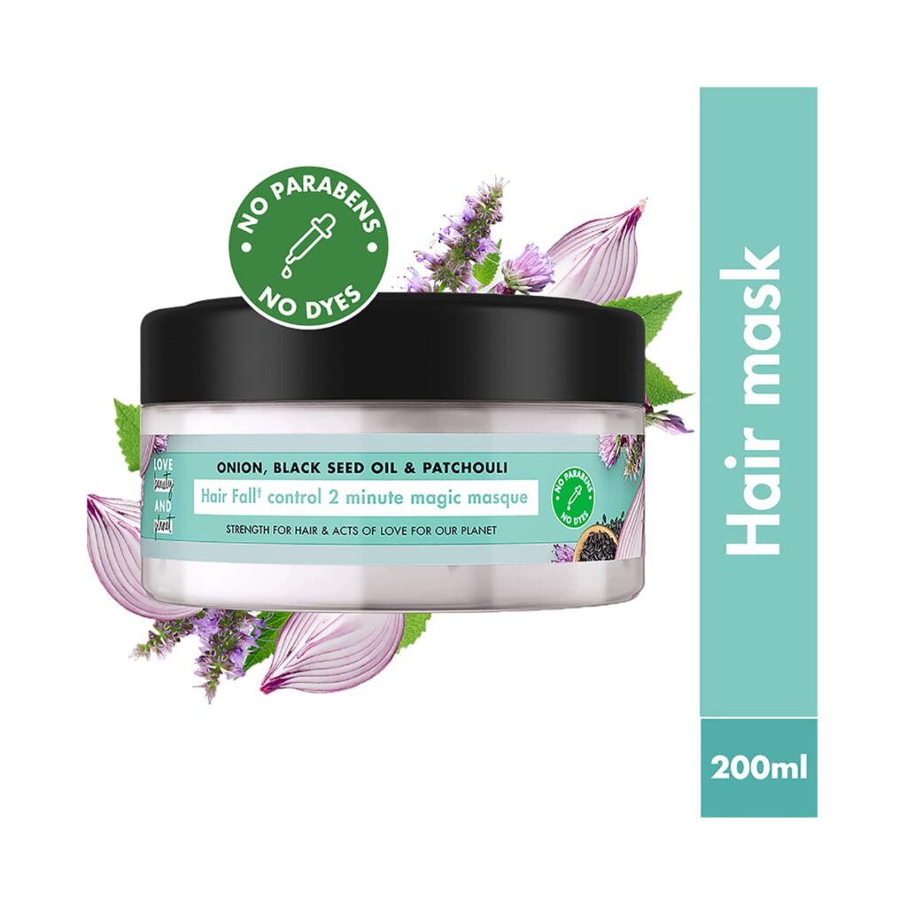 LOVE beauty AND planet Onion Black Seed & Patchouli Hair Mask for Hair Fall Control (200 ml) - LOVE beauty AND planet