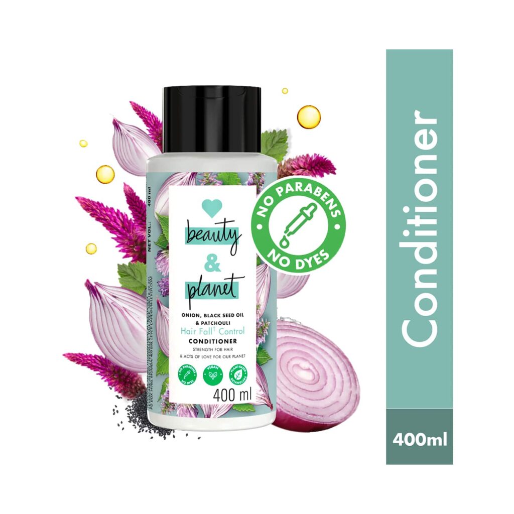 LOVE beauty AND planet Onion Black Seed Patchouli Hairfall Control Sulphate Free Conditioner (400 ml) - LOVE beauty AND planet