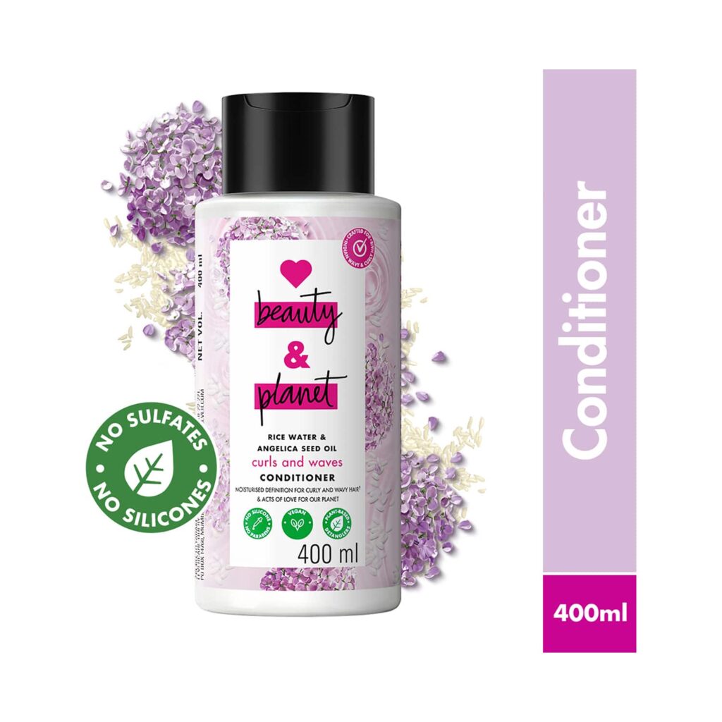LOVE beauty AND planet Rice Water & Angelica Seed Oil Conditioner for Curly and Wavy Hair (400 ml) - LOVE beauty AND planet