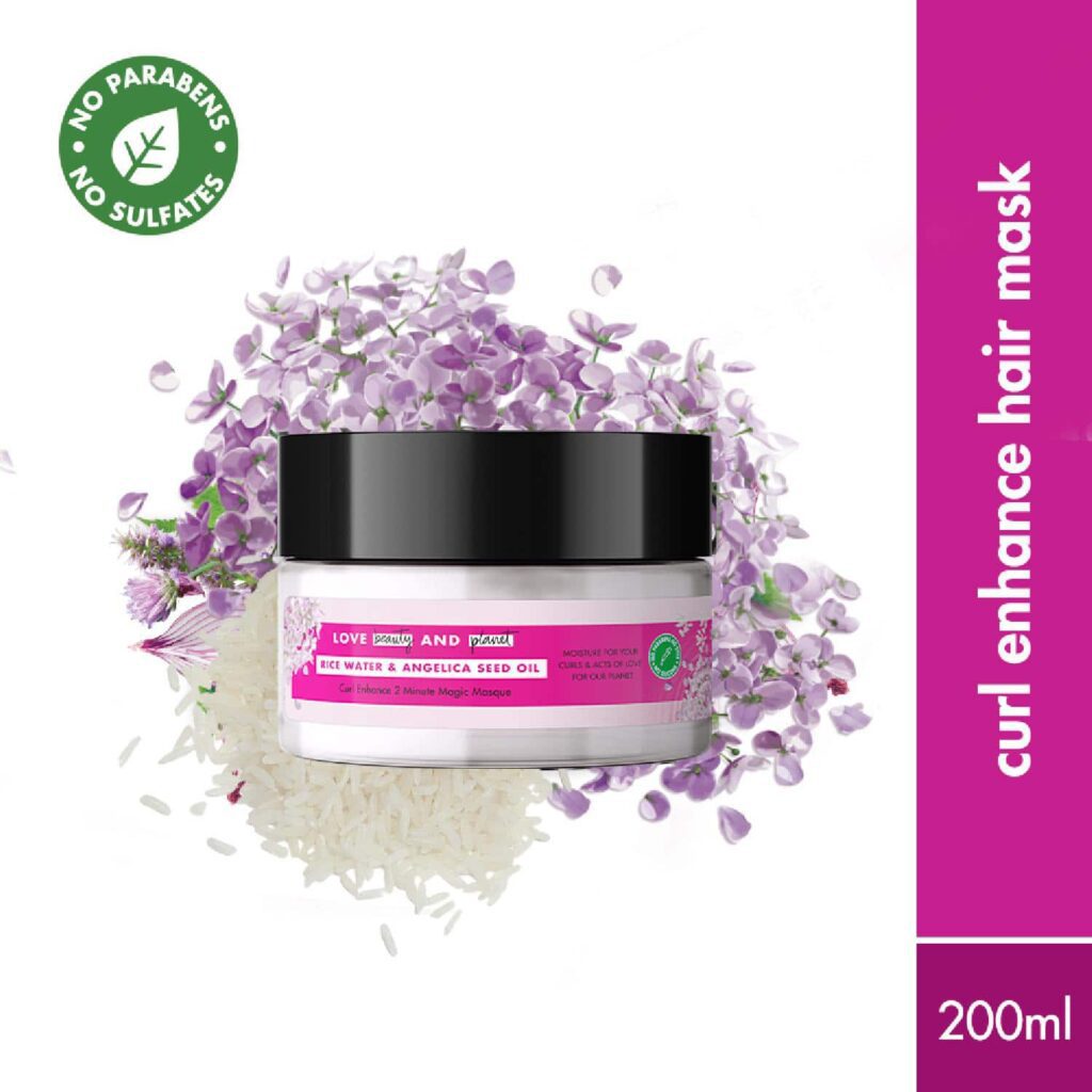 LOVE beauty AND planet Rice Water & Angelica Seed Oil Hair Mask for Curly and Wavy Hair (200 ml) - LOVE beauty AND planet