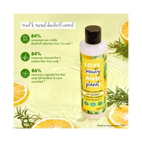 LOVE beauty AND planet Rosemary & Yuzu Lemon Anti Dandruff Shampoo (400 ml) - LOVE beauty AND planet
