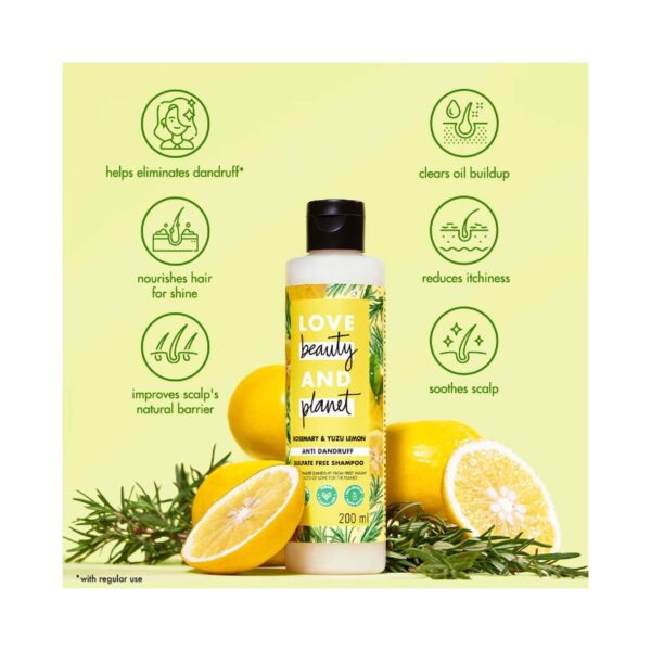 LOVE beauty AND planet Rosemary & Yuzu Lemon Anti Dandruff Shampoo (400 ml) - LOVE beauty AND planet