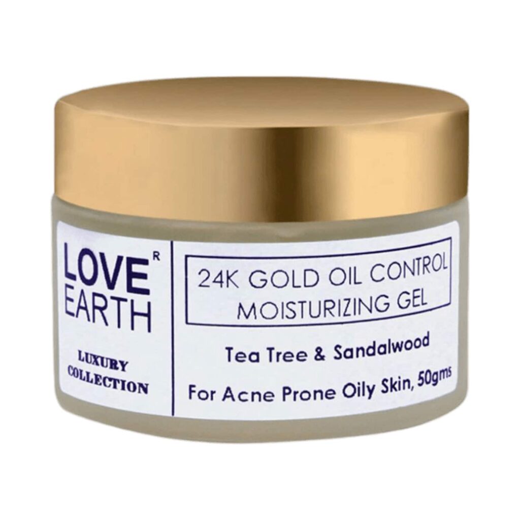 Love Earth 24K Gold Oil Control Moisturizing Gel With Aloe Vera Extract For & Acne-Prone (50g) - Love Earth
