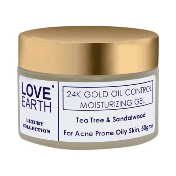Love Earth 24K Gold Oil Control Moisturizing Gel With Aloe Vera Extract For & Acne-Prone (50g) - Love Earth