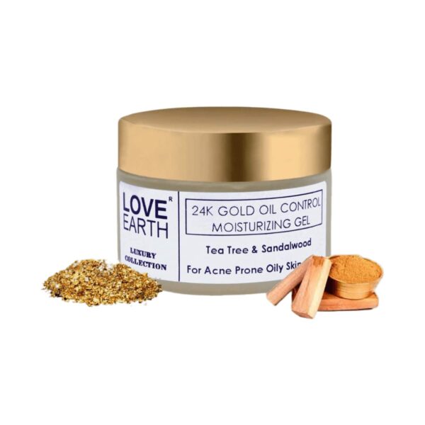 Love Earth 24K Gold Oil Control Moisturizing Gel With Aloe Vera Extract For & Acne-Prone (50g) - Love Earth