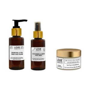 Love Earth Anti Acne Kit Charcoal Face Tea Tree Face Wash (3pcs) - Love Earth