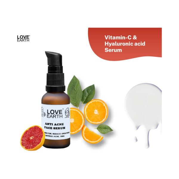 Love Earth Anti Acne Serum With Pure Vitamin C & Witch Hazel For Acne Free & Even Skin Tone (30ml) - Love Earth