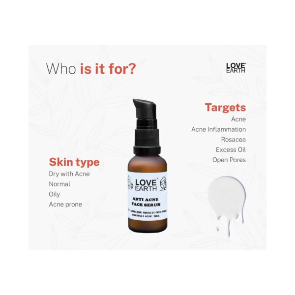 Love Earth Anti Acne Serum With Pure Vitamin C & Witch Hazel For Acne Free & Even Skin Tone (30ml) - Love Earth