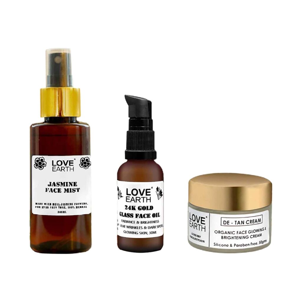 Love Earth Glow Getter Kit Jasmine Face Mist With De-Tan Moisturizing Cream (3pcs) - Love Earth