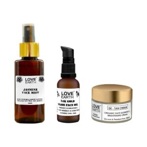 Love Earth Glow Getter Kit Jasmine Face Mist With De-Tan Moisturizing Cream (3pcs) - Love Earth