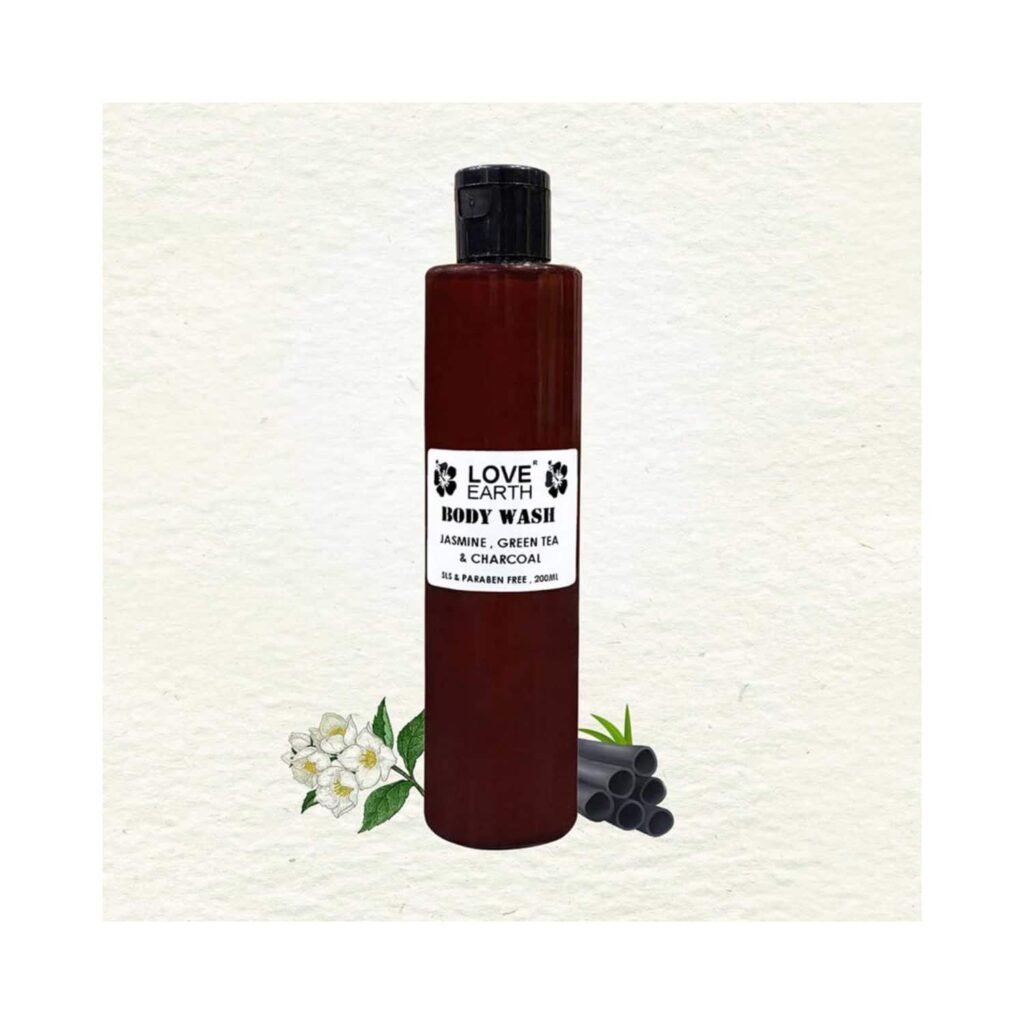 Love Earth Jasmine Green Tea And Charcoal Body Wash (200ml) - Love Earth