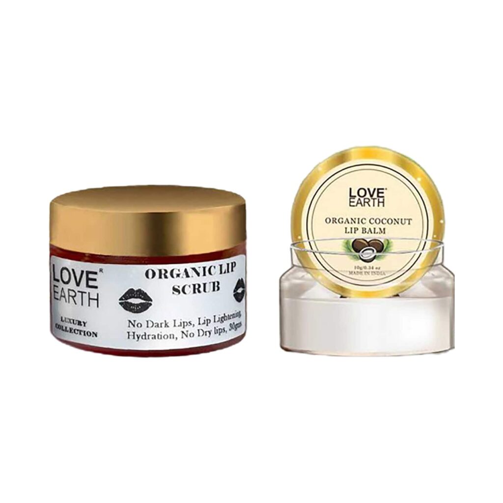 Love Earth Lip Saviour Kit Organic Lip Scrub & Organic Coconut Lip Balm (2pcs) - Love Earth