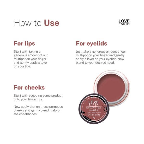 Love Earth Multipot Lips Cheek & Eyelids Tint - Kiss And Tell (8g) - Love Earth