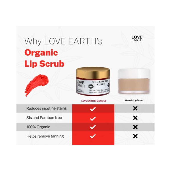 Love Earth Organic Lip Scrub With Shea Butter & Vitamin E For Lip Hydration & Repair (30g) - Love Earth