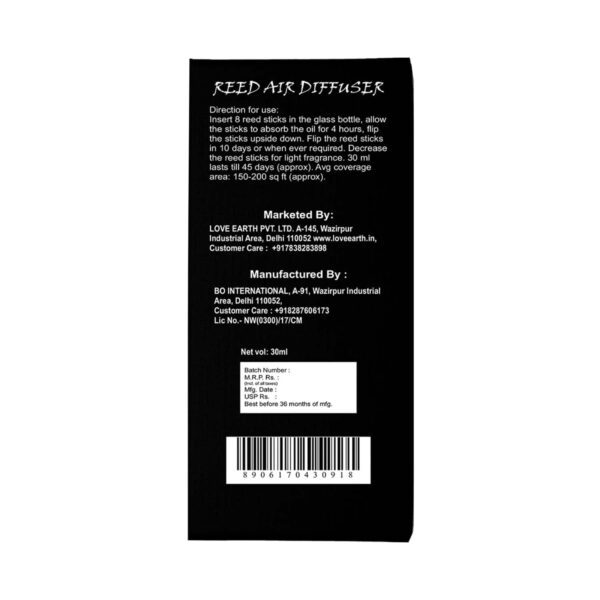 Love Earth Premium Reed Diffuser Coffee Toxin Free Long Lasting Fragrance (30ml) - Love Earth
