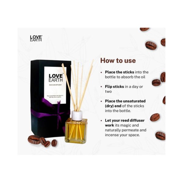 Love Earth Premium Reed Diffuser Coffee Toxin Free Long Lasting Fragrance (30ml) - Love Earth