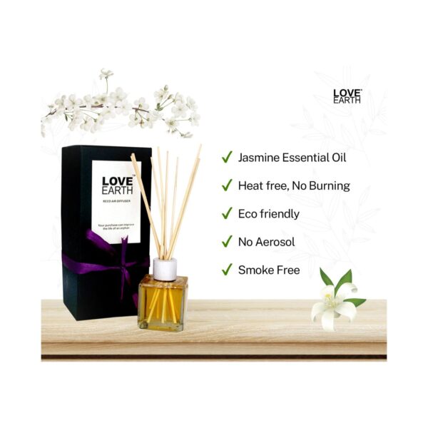Love Earth Premium Reed Diffuser Jasmine Long Lasting Fragrance (30ml) - Love Earth