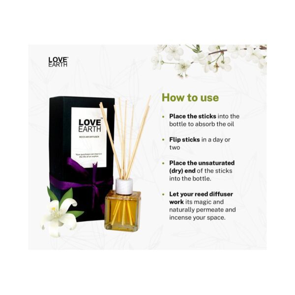 Love Earth Premium Reed Diffuser Jasmine Long Lasting Fragrance (30ml) - Love Earth