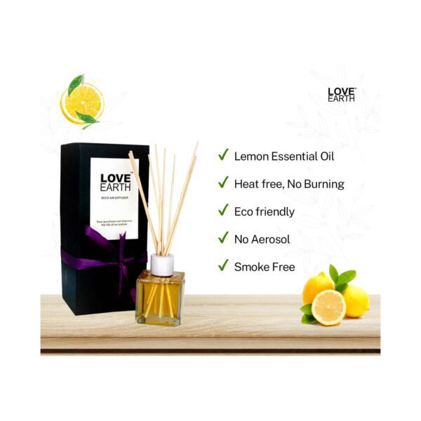Love Earth Premium Reed Diffuser Lemon Scent Toxin-Free Fragrance (30ml) - Love Earth