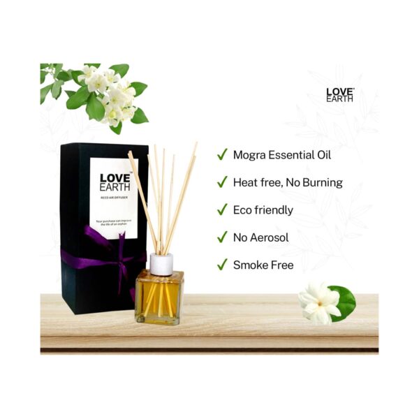 Love Earth Premium Reed Diffuser Mogra Scent Long Lasting Fragrance (30ml) - Love Earth