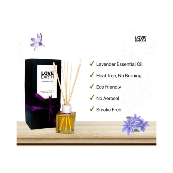 Love Earth Reed Diffuser Lavender Scent with Lavender Extracts (30ml) - Love Earth