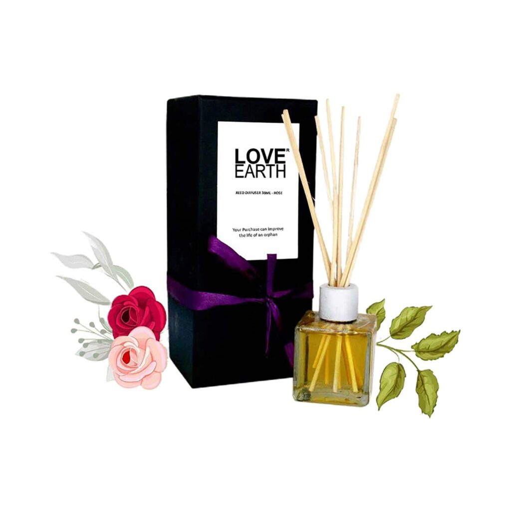 Love Earth Reed Diffuser Rose Fragrance with Rose Extracts (30ml) - Love Earth