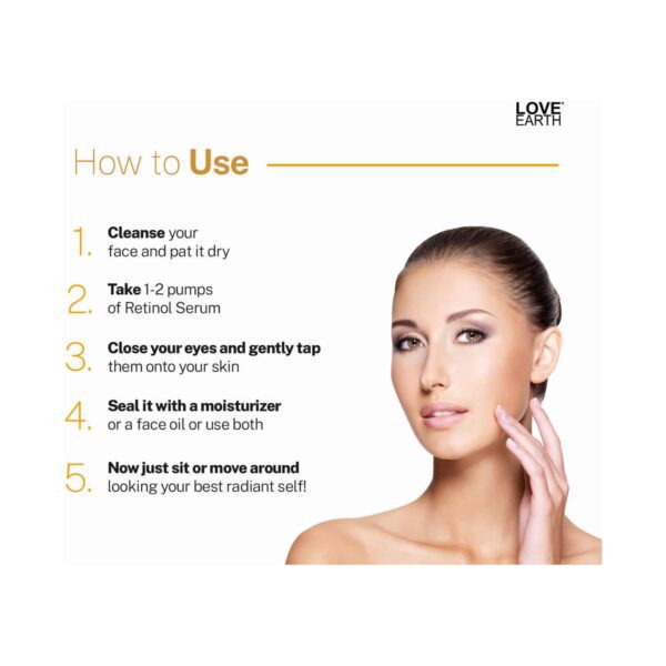 Love Earth Retinol Serum For Reducing Wrinkles Fine Lines & Pigmentation With Vitamin E (30ml) - Love Earth